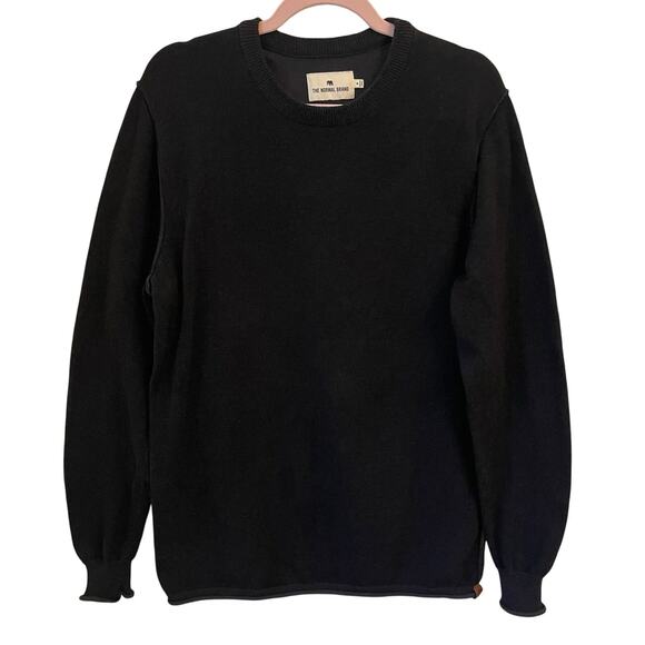 The Normal Brand Jimmy Crewneck Sweater Men’s M Heather Black Roll Hem Cotton - Picture 1 of 13